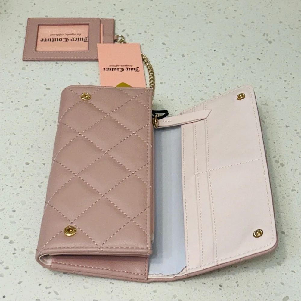 🆕💋 Juicy Couture Girls Only Quilted Flap Clutch Wallet Blush NWT